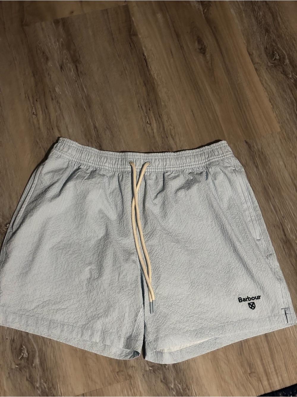 Barbour Pale Blue Seersucker Hybrid Shorts